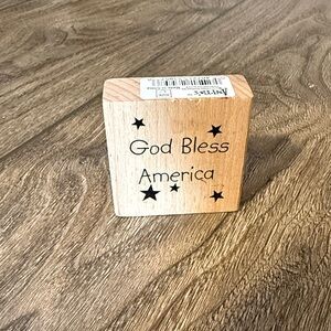 Wooden  'God Bless America' Rubber Stamp